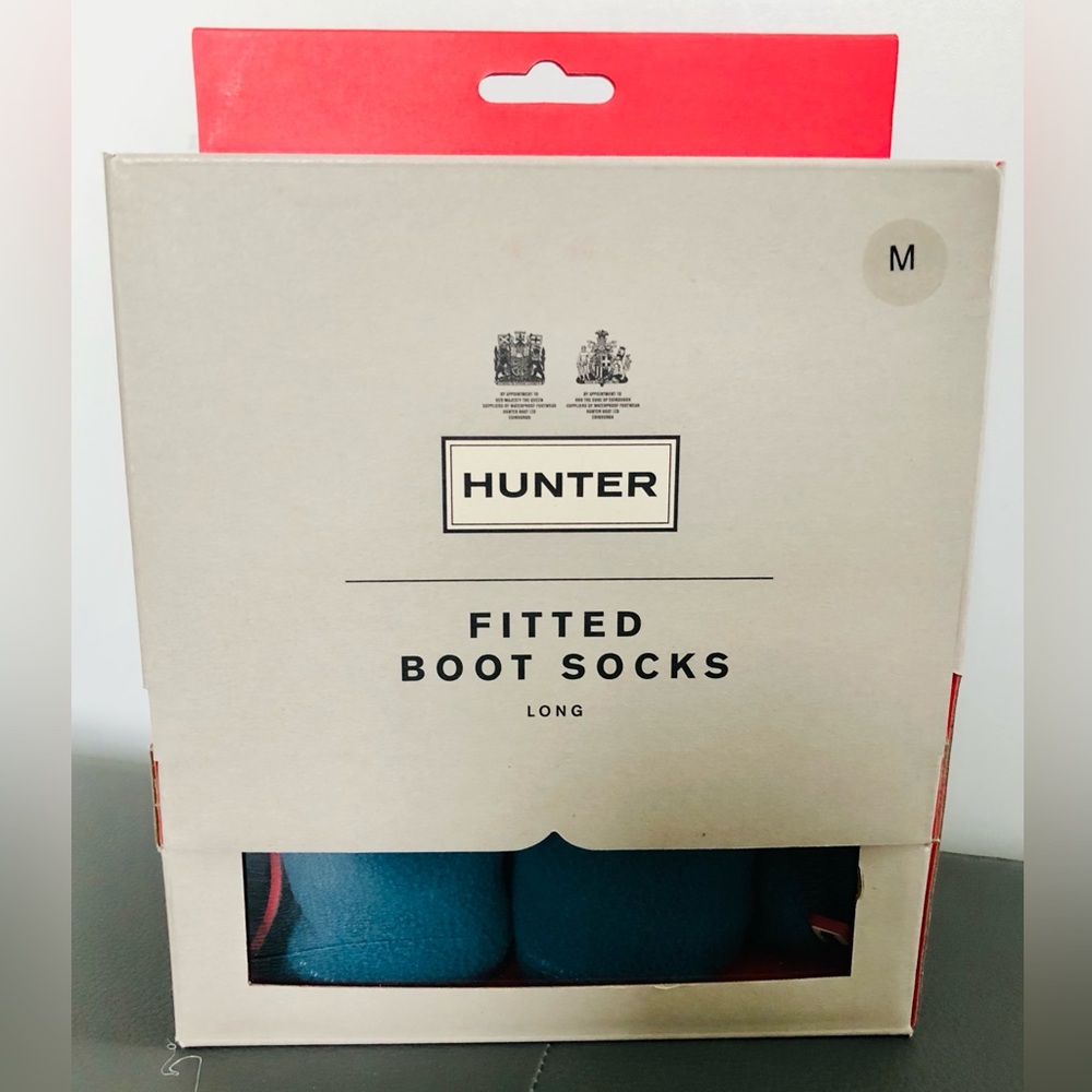 New NIB Hunter inner fleece warm fitted tall boots long socks dusty blue M med S